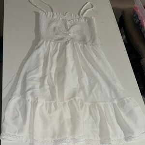 White Sleeveless Smocked Dress